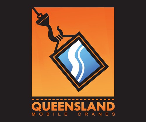 Crane logo with the title 'Queensland Mobile Cranes Logo'