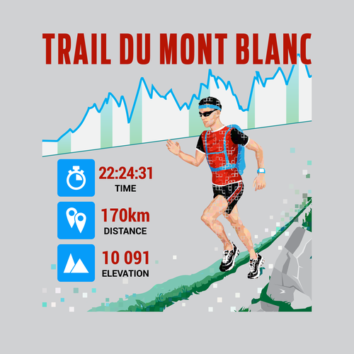 Clothing illustration with the title 'Trail du Mont Blanc'