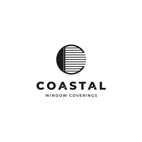 Sunglasses logo with the title 'Coastal Window Coverings'