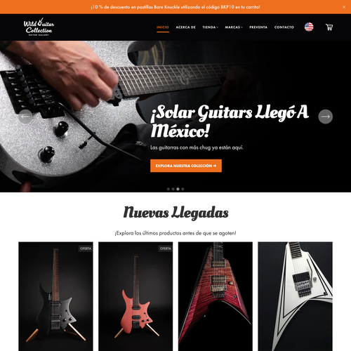 Ecommerce design with the title 'Wild Guitar Collections Mexico Design'