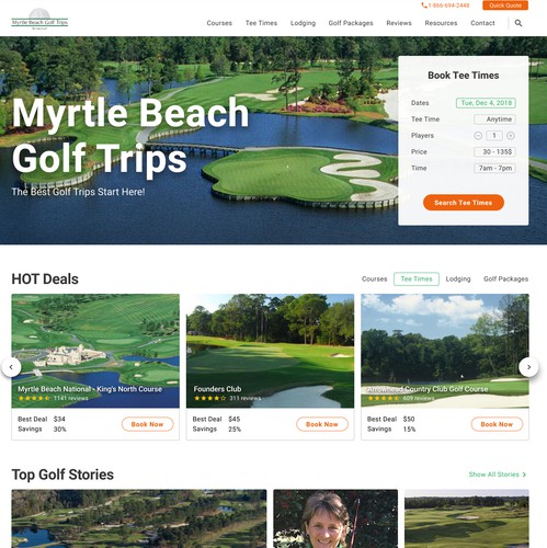 Golf website with the title 'Responsive design for a Destination Golf website'