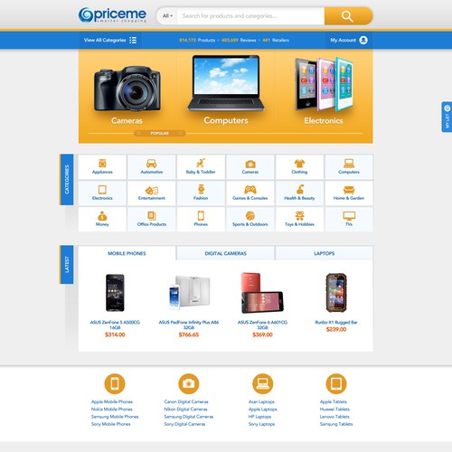Theme website with the title 'Price Comparison Site Redesign'