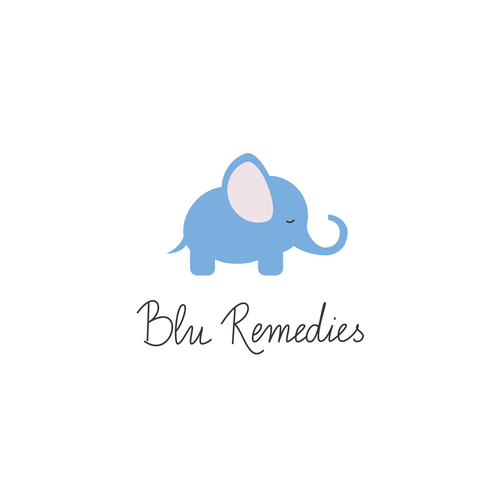 Baby elephant design with the title 'Hand-written logo for natural remedies company'