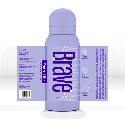 Fashion packaging with the title 'Modern and trendy facial spray design for a youthful and different brand.'