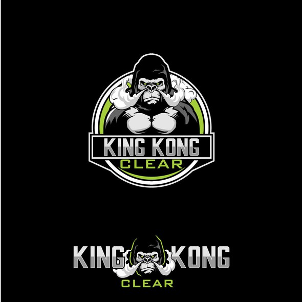 King Kong logo with the title 'SILVERBACK OR GORILLA CARTOON CHARACTER vector for KING KONG CLEAR LOGO '