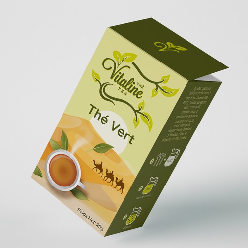 Green tea packaging with the title 'AFRICAN TEA PACKAGING DESIGN'