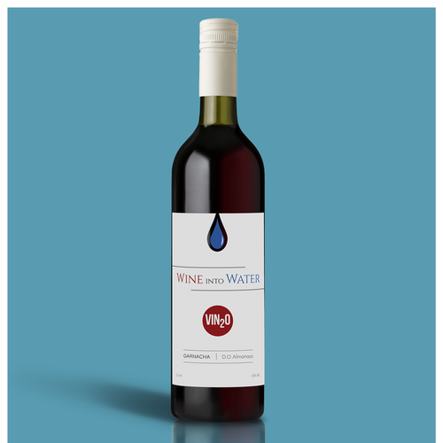 Water label with the title 'Wine label design'