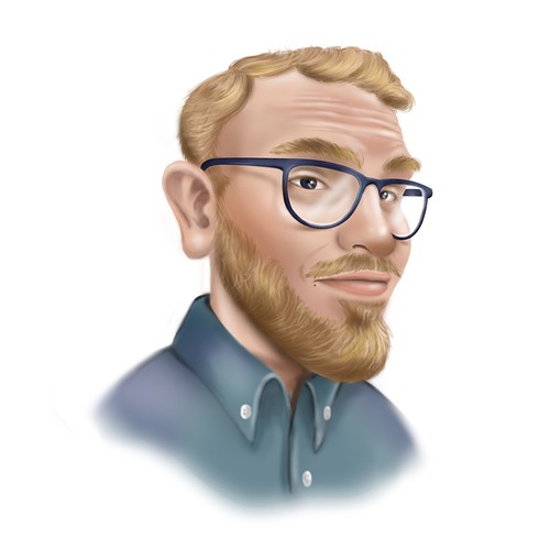 Caricature artwork with the title 'Portrait'