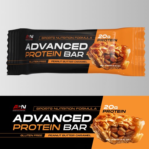 Protein bar packaging with the title 'Packaging Design for Protein Bar Brand'