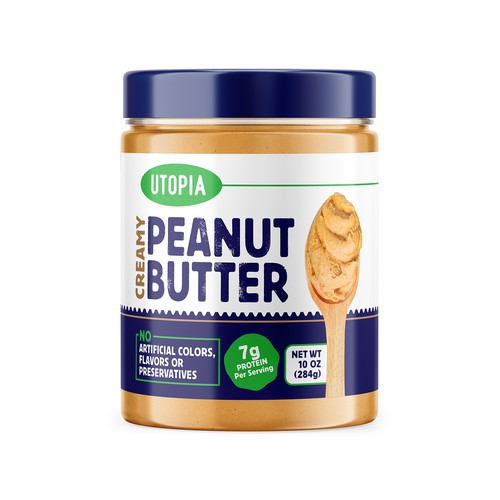 Fresh packaging with the title 'Peanut butter - modern label design'