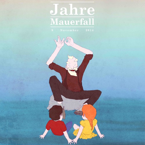 Anniversary design with the title 'Illustration for the 25th year since the fall of the Berlin Wall'