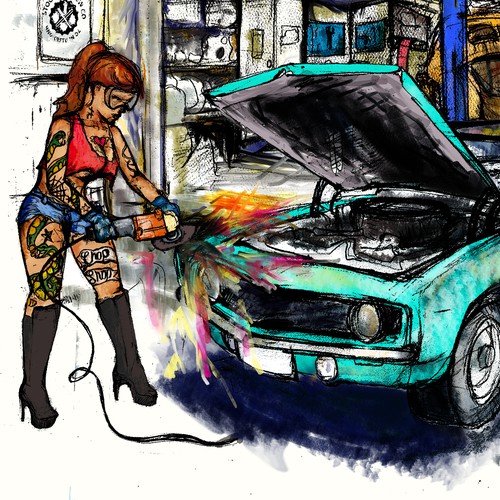 Aggressive design with the title 'Raw Illustration for Beer Label'