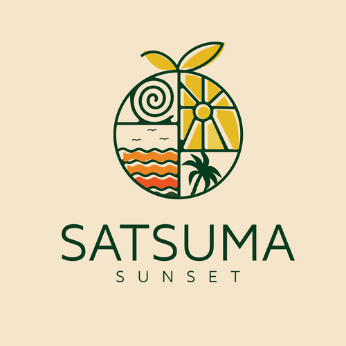 Travel logo with the title 'Satsuma Sunset'