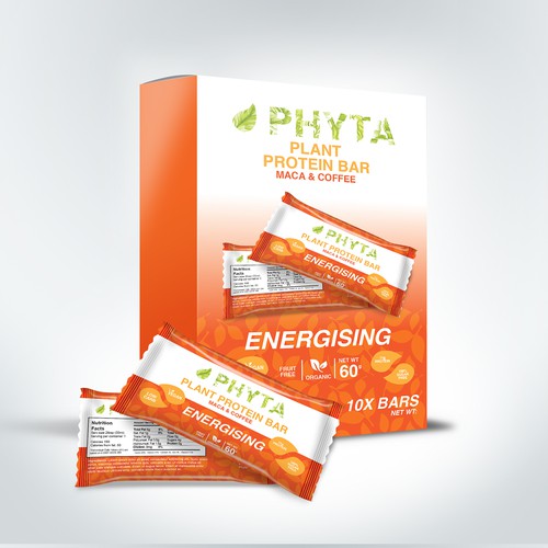 Food label with the title 'Phyta Plant protien bars'