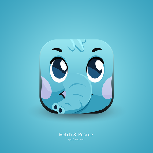Face design with the title 'Match & Rescue Game App Icon'