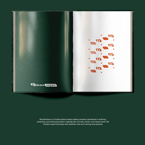 Journal design with the title 'Communicational elements for Brava Surface'