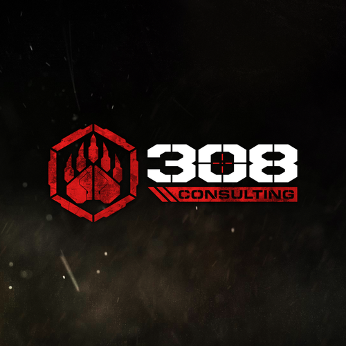 Spray gun logo with the title 'Logo design for 308 Consulting'