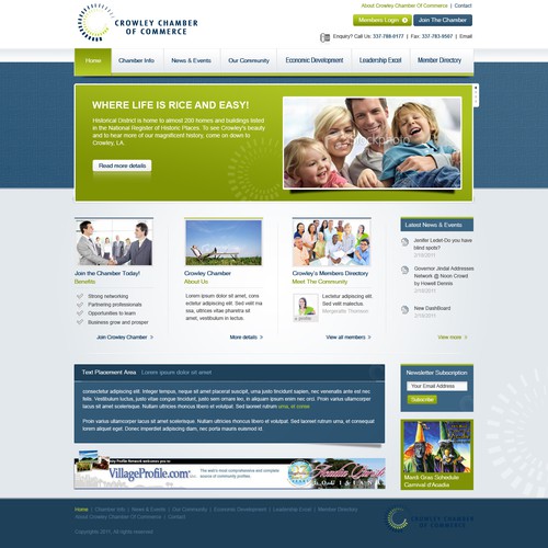 Community website with the title 'Website Design for Chamber of Commerce'