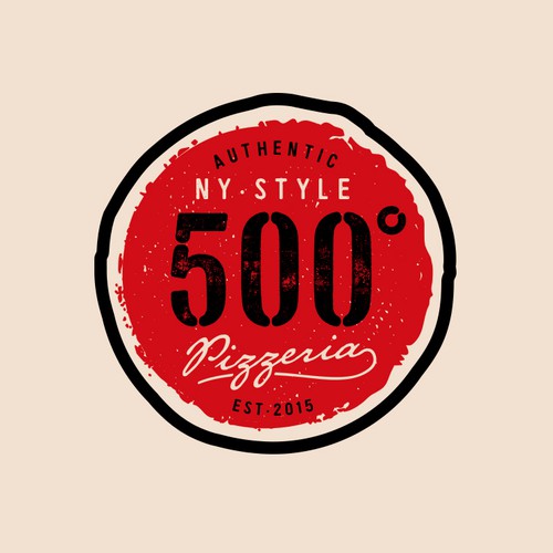 Script logo with the title '500degrees Pizzeria'