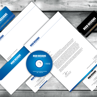 Stationery Set Proposal for 'HIGH DESIGNS'.