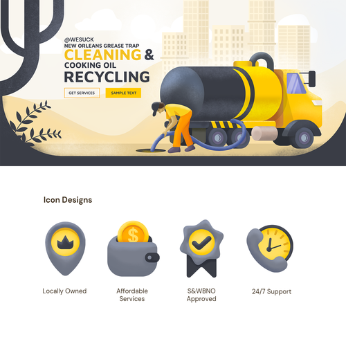 Banner artwork with the title 'Background illustration and Icons for a Website'