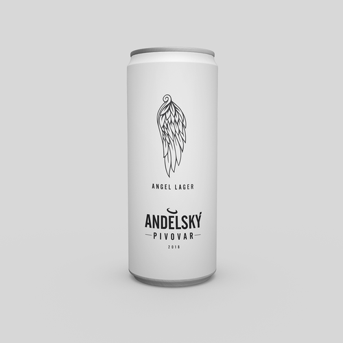 Beverage label with the title 'beer label • Angel Lager'
