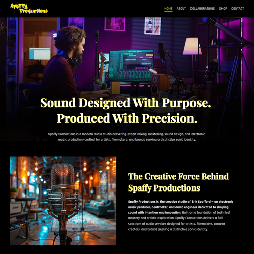 Design with the title 'Spaffy Productions Design'