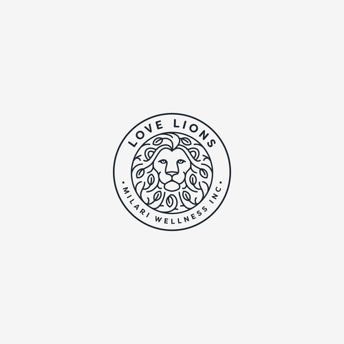 Circle logo with the title 'Love Lions logo design'