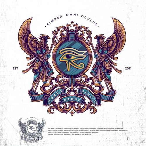 Coat of arms design with the title 'Coat of arms / crest horus logo design'