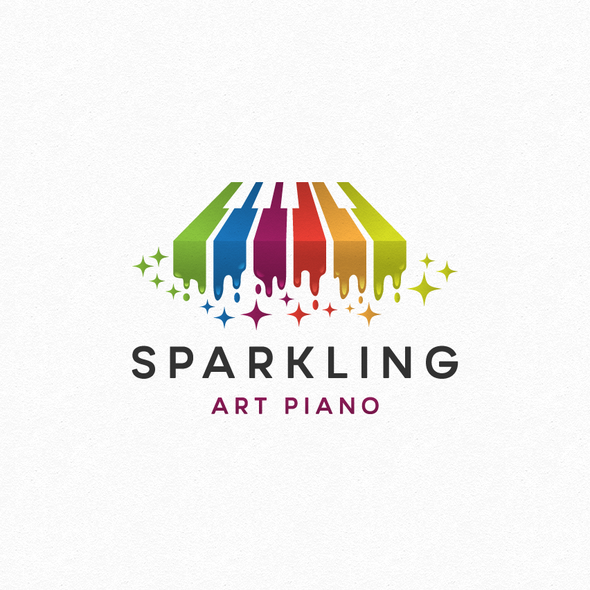 Starburst logo with the title 'Logo Design for Sparkling Art Piano'