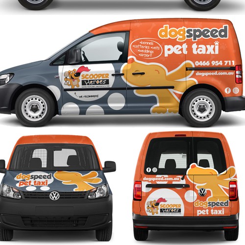 Taxi design with the title 'DOGSPEED TAXI Van Wrap Design '