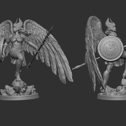 Sculpture design with the title 'valquiria miniatura 3d '