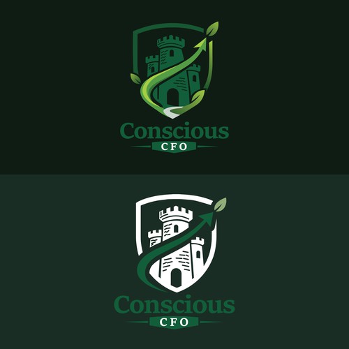 Corporate identity logo with the title 'Eco Growth Shield Logo for Conscious CFO'