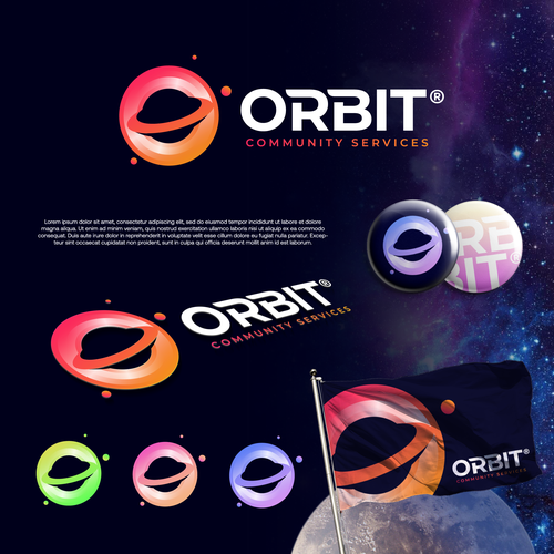 Game brand with the title 'Orbit community service'