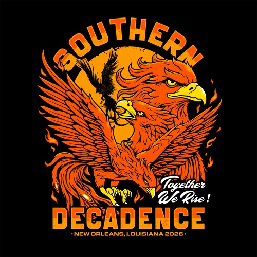 Phoenix design with the title 'Harley Davidson-Style New Orleans Southern Decadence 2026 Design T-Shirt'