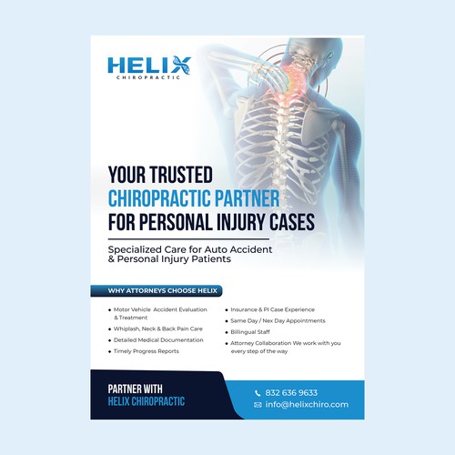 Chiropractic design with the title 'Premium Double-Sided Flyer Design for Helix Chiropractic'