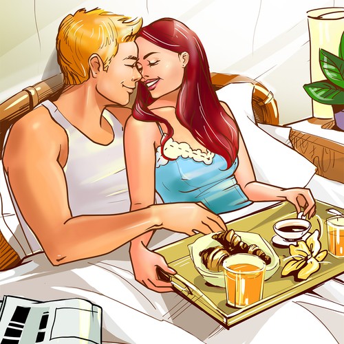 Couple artwork with the title 'Illustration Couple Moments'