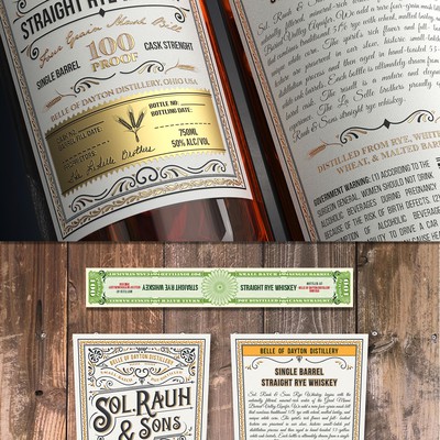 Vintage Rye Whiskey Label for Craft Distillery