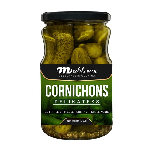 Luxury label with the title 'Cornichons delikatess'