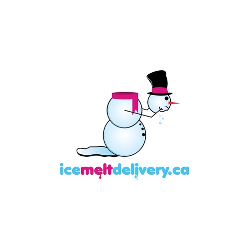 Snowman logo with the title 'Ice melt delivery'