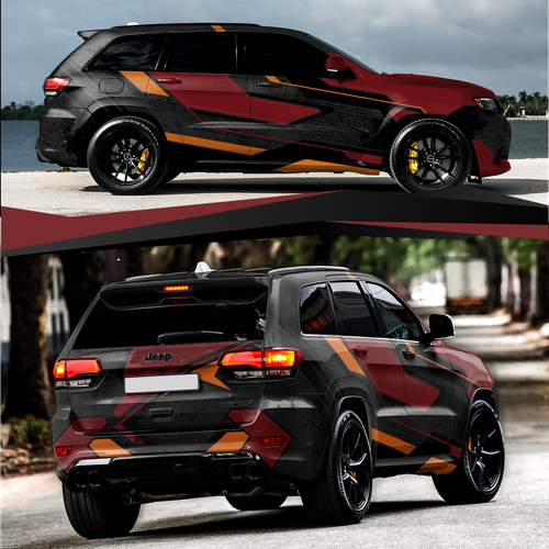 Commercial design with the title ' Jeep Grand Cherokee Trackhawk'