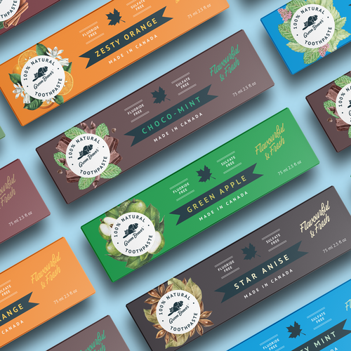 Toothpaste design with the title 'Green Beaver Toothpaste Collection'