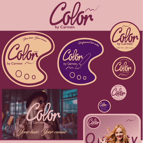 Hair salon brand with the title 'Logo Design for Colour by Carmen'