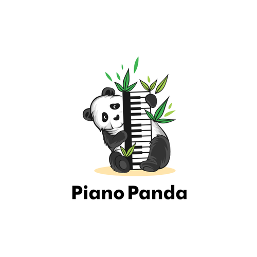 Classical music logo with the title 'Piano Panda logo concept for fundraising for animal accident environmental protection'