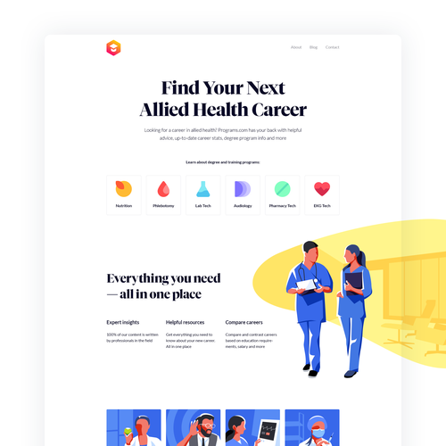Sleek website with the title 'Health Career'