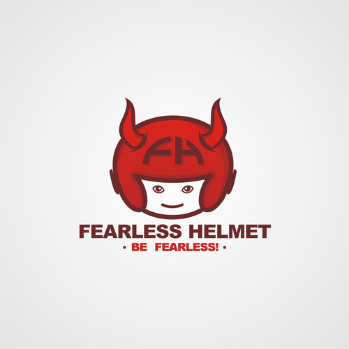 Devil logo with the title 'fearless helmet'