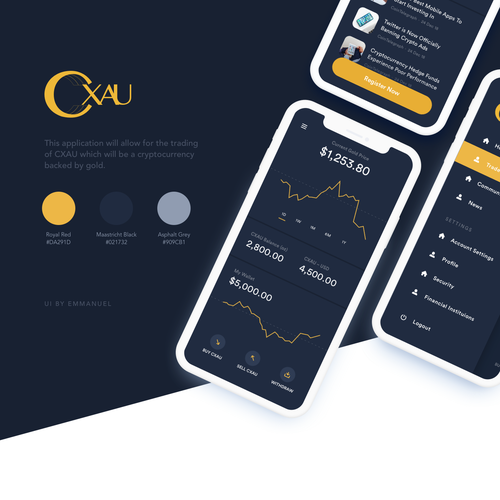 Graph design with the title 'App Design for Cryptocurrency App'