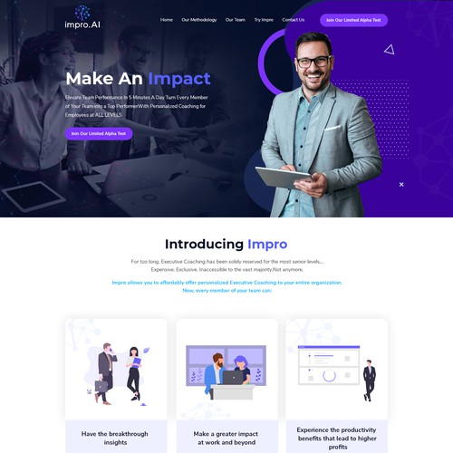 Beautiful design with the title 'impro.AI'