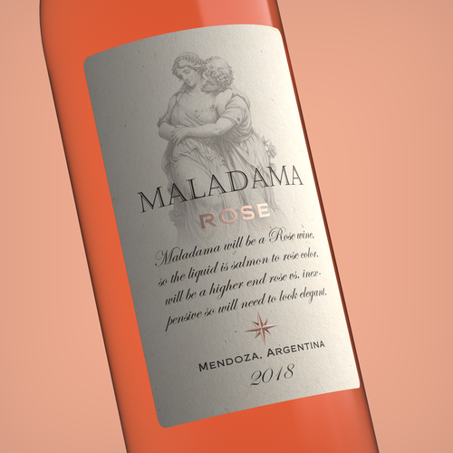 Rose label with the title 'Maladama '