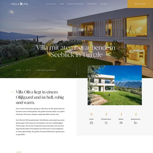 Adobe XD design with the title 'Web Design for Luxury Holiday Villa'